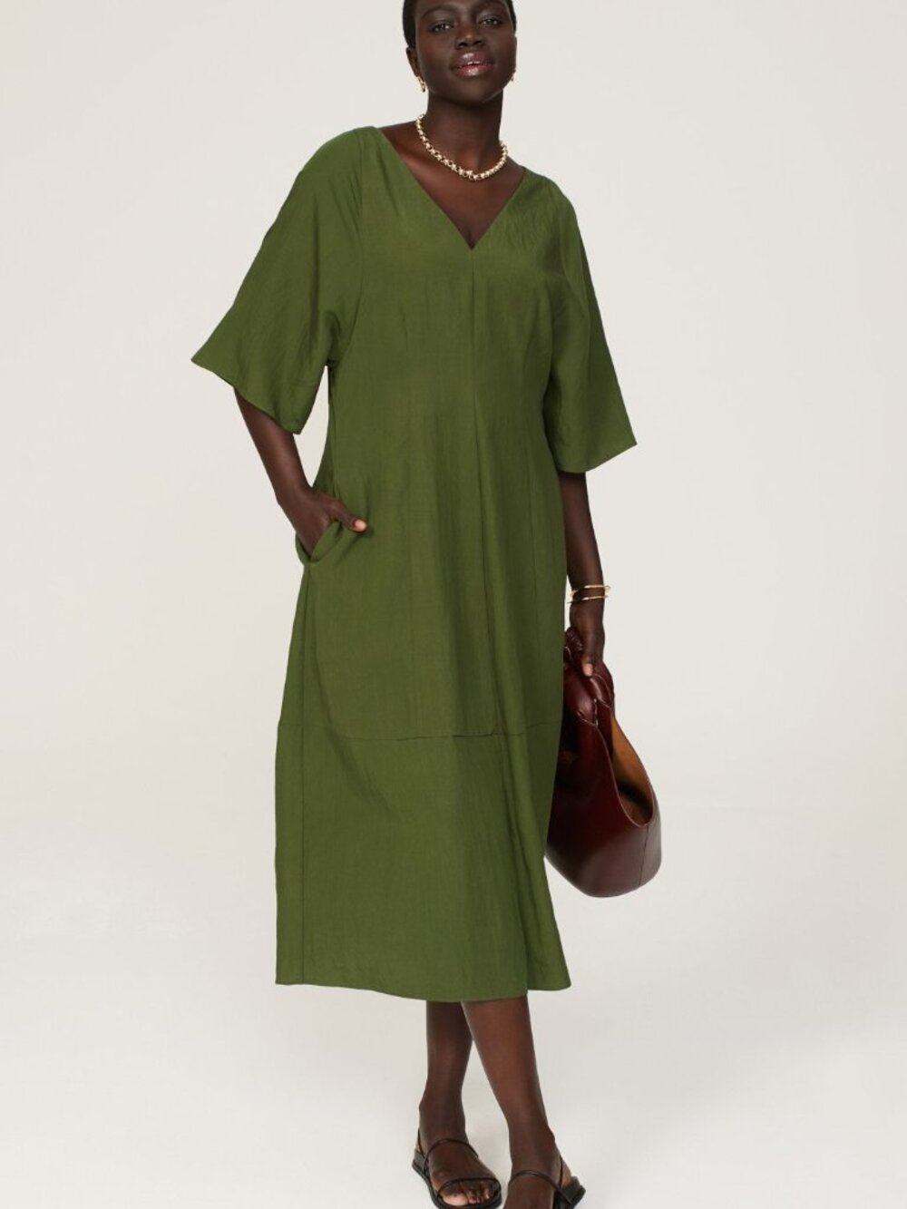 NWT Vince Flutter Sleeve Dress Herb Green sz S $425 - Picture 4 of 10